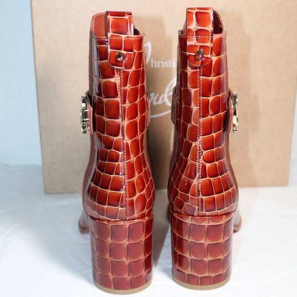 NWB Christian Louboutin Chelsea Booty Croc Red Bottom Bootie Boots Heels - Picture 5 of 12